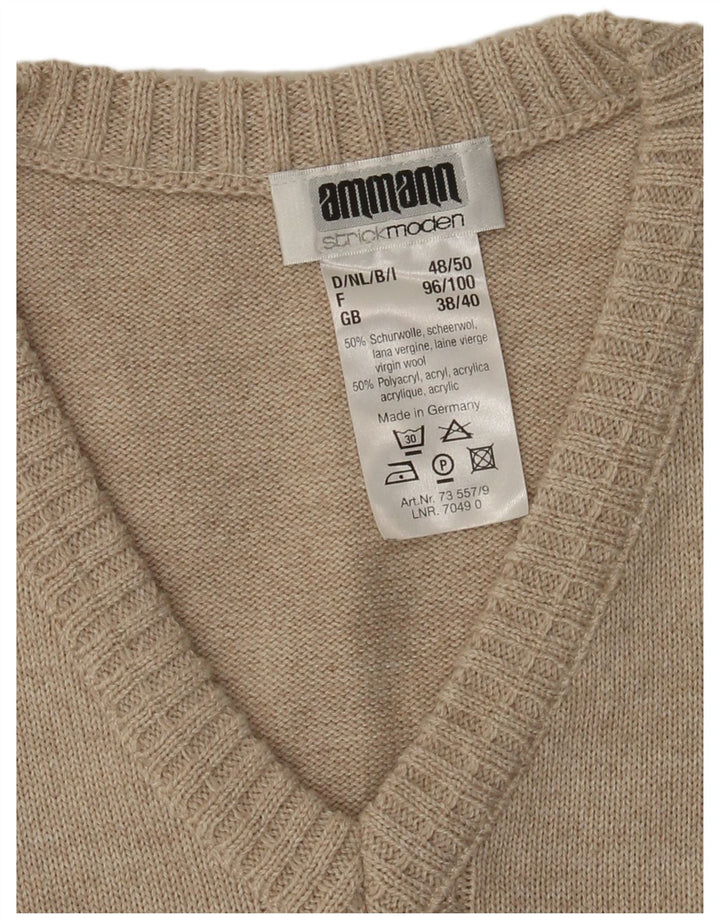 Strickmoden Herrevest Tank Top UK 38/40 Medium Beige Geometrisk Polyacryl