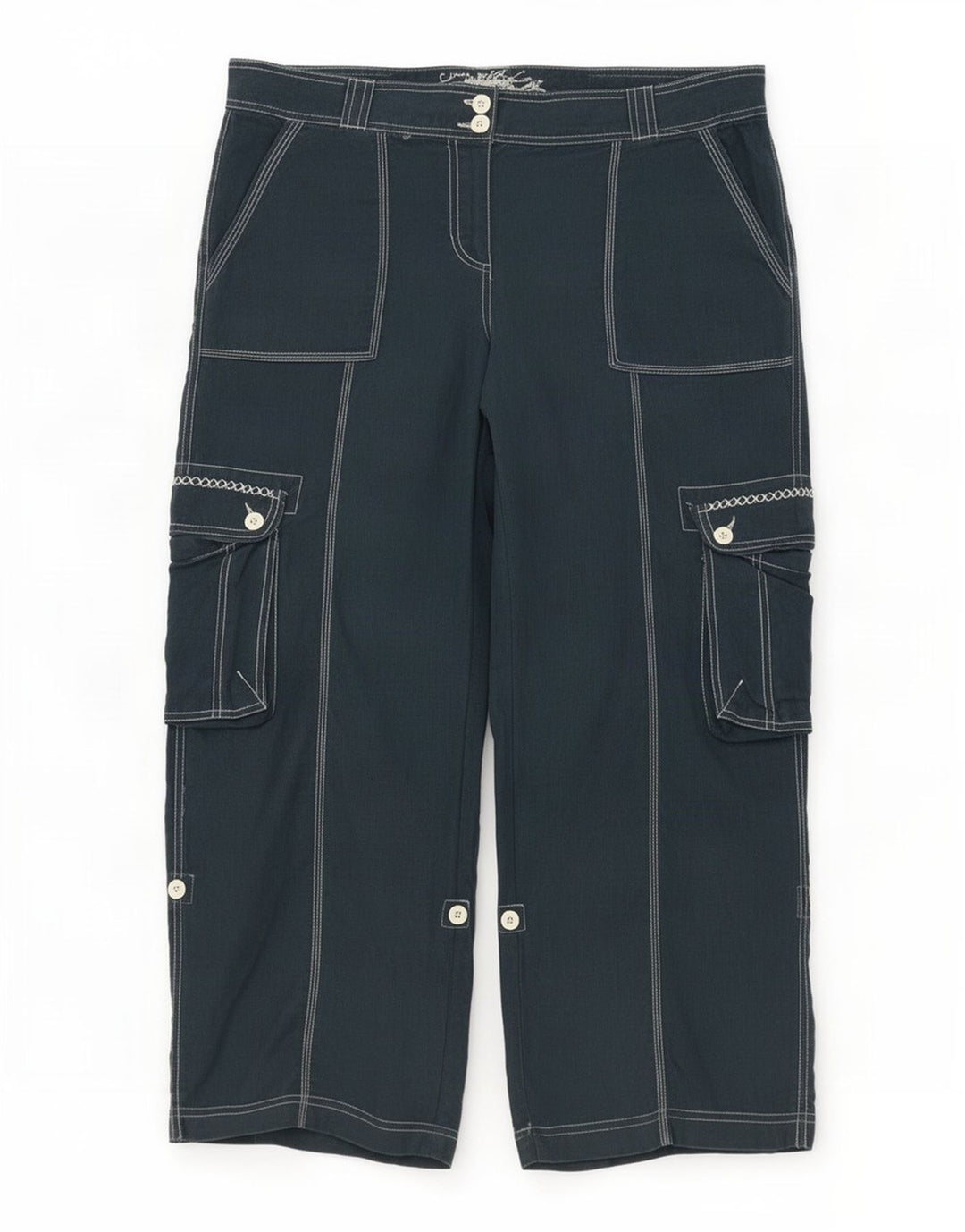 Marks & Spencer Dame Cargo Trousers UK 16 Large W36 L28 Navy Blue