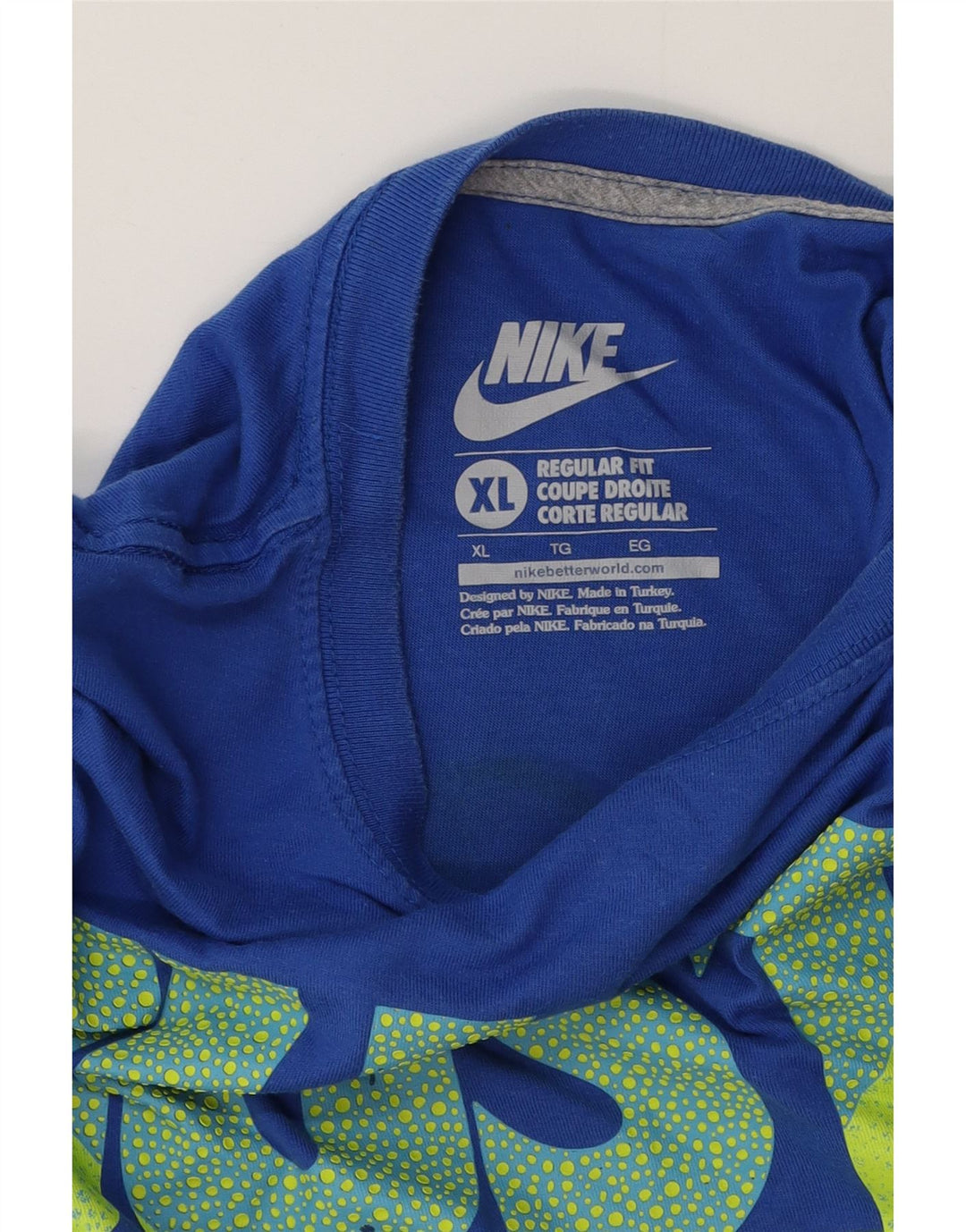 Nike Herre Regular Fit Grafisk T-Shirt Top XL Blå
