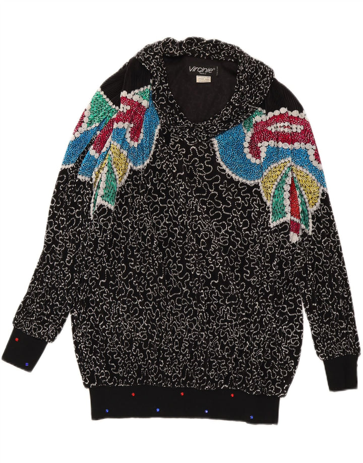 VIRGINIE Dame Oversized V-hals sweater UK 18 XL Sort