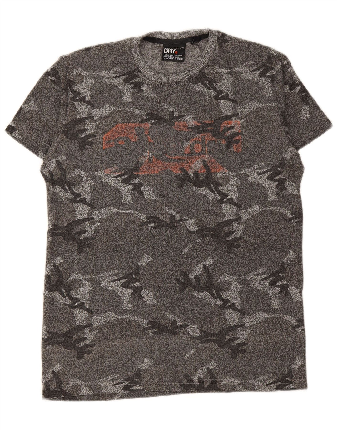 SUPERDRY Herre grafisk T-shirt Top Lille grå Camouflage Bomuld