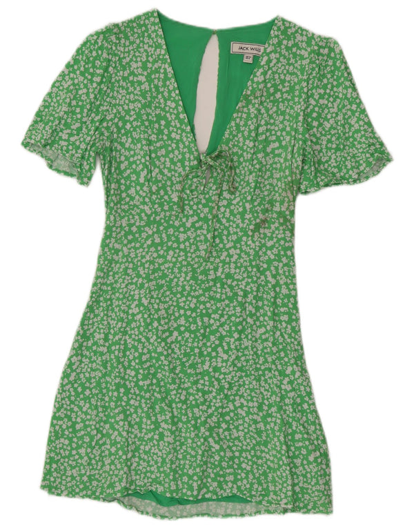 Jack Wills tekjole til kvinder UK 10 Small Green Floral Viscose