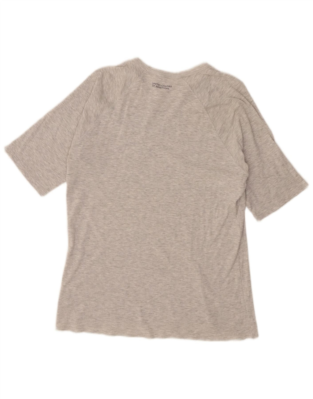 Benetton Dame T-Shirt Top UK 12 Medium Grå Flecked