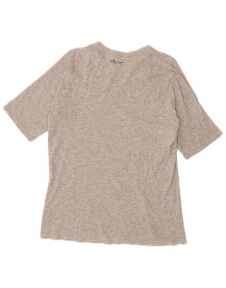 Benetton Dame T-Shirt Top UK 12 Medium Grå Flecked