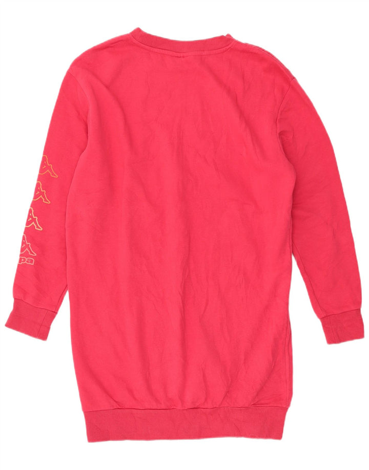 KAPPA Grafisk Sweatshirt Jumper Kjole til kvinder UK 14 Medium Pink