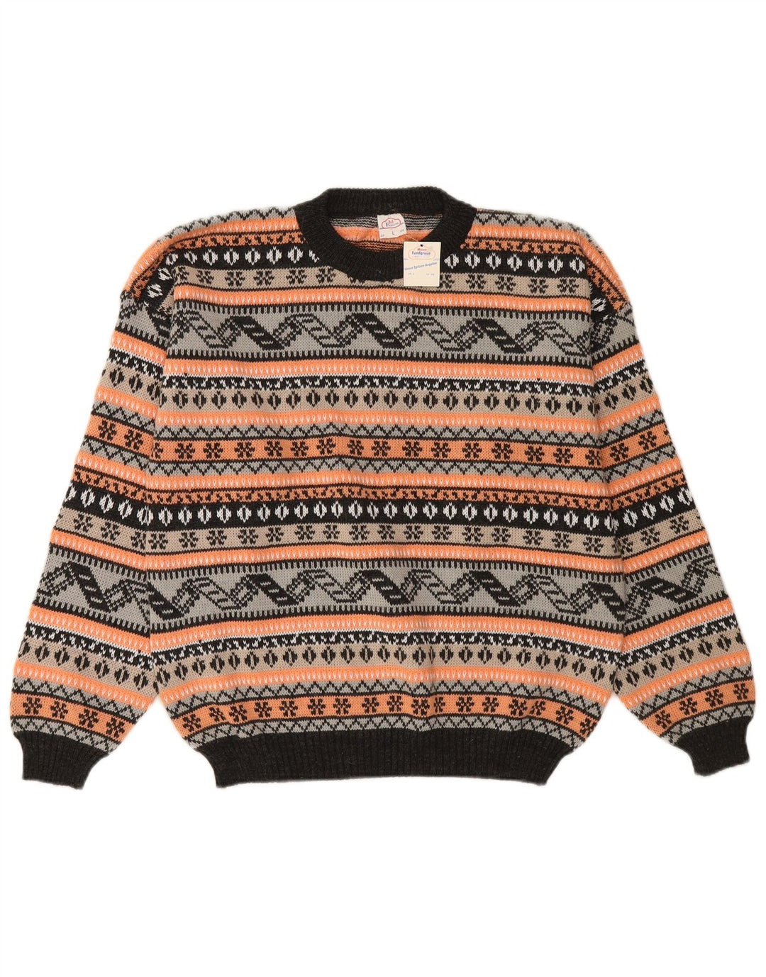 VINTAGE Dame sweater med rund hals DK 16 Stor Flerfarvet