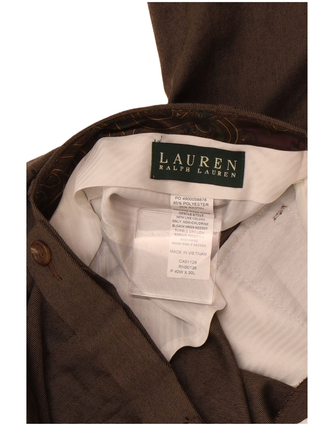 Ralph Lauren Herre Slim Suit Bukser W40 L30 Brun Polyester