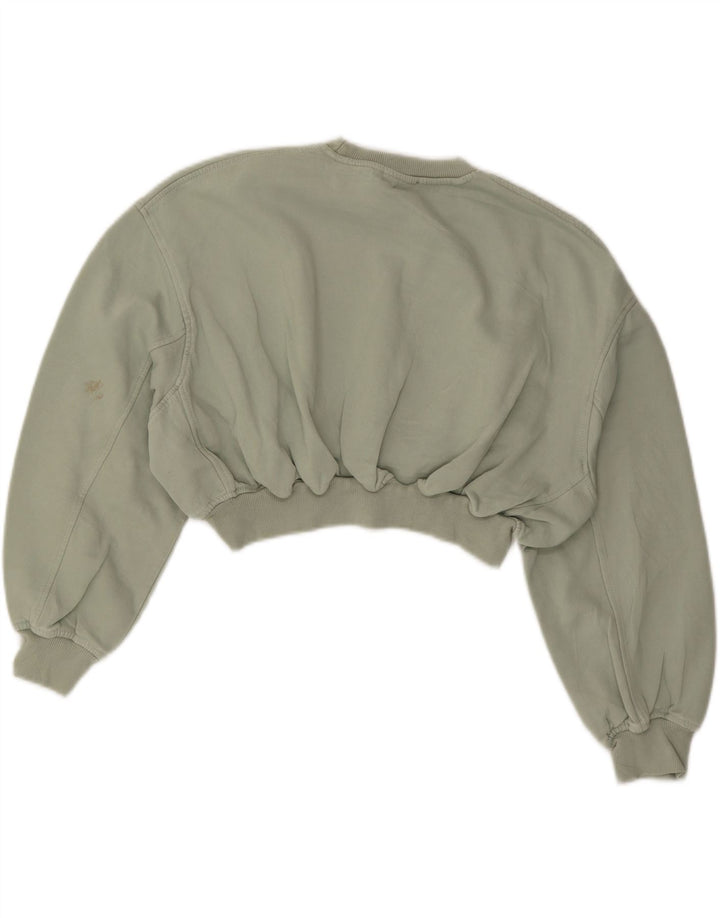 ZARA 3/4-ærmet sweatshirttrøje til kvinder DK 14 mellemgrøn bomuld