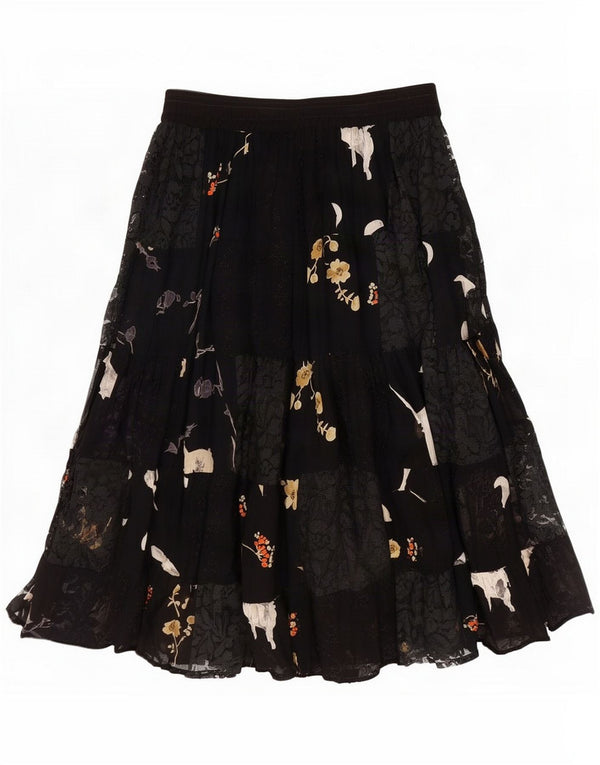 Jean Paul Womens Flared Skirt UK 18 XL W32 Black Patchwork