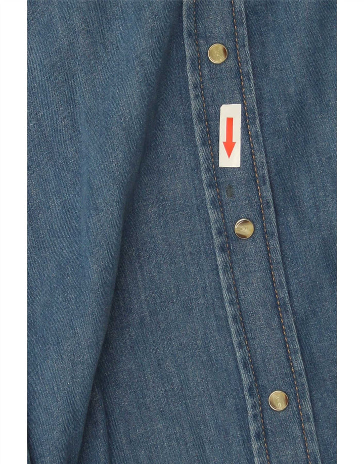 Massimo Dutti Dame Denim Shirt UK 10 Small Blue