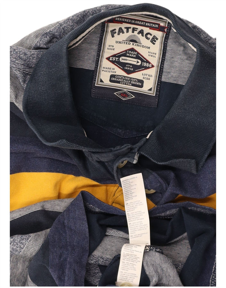 FAT FACE Poloshirt til mænd 2XL marineblå stribet bomuld
