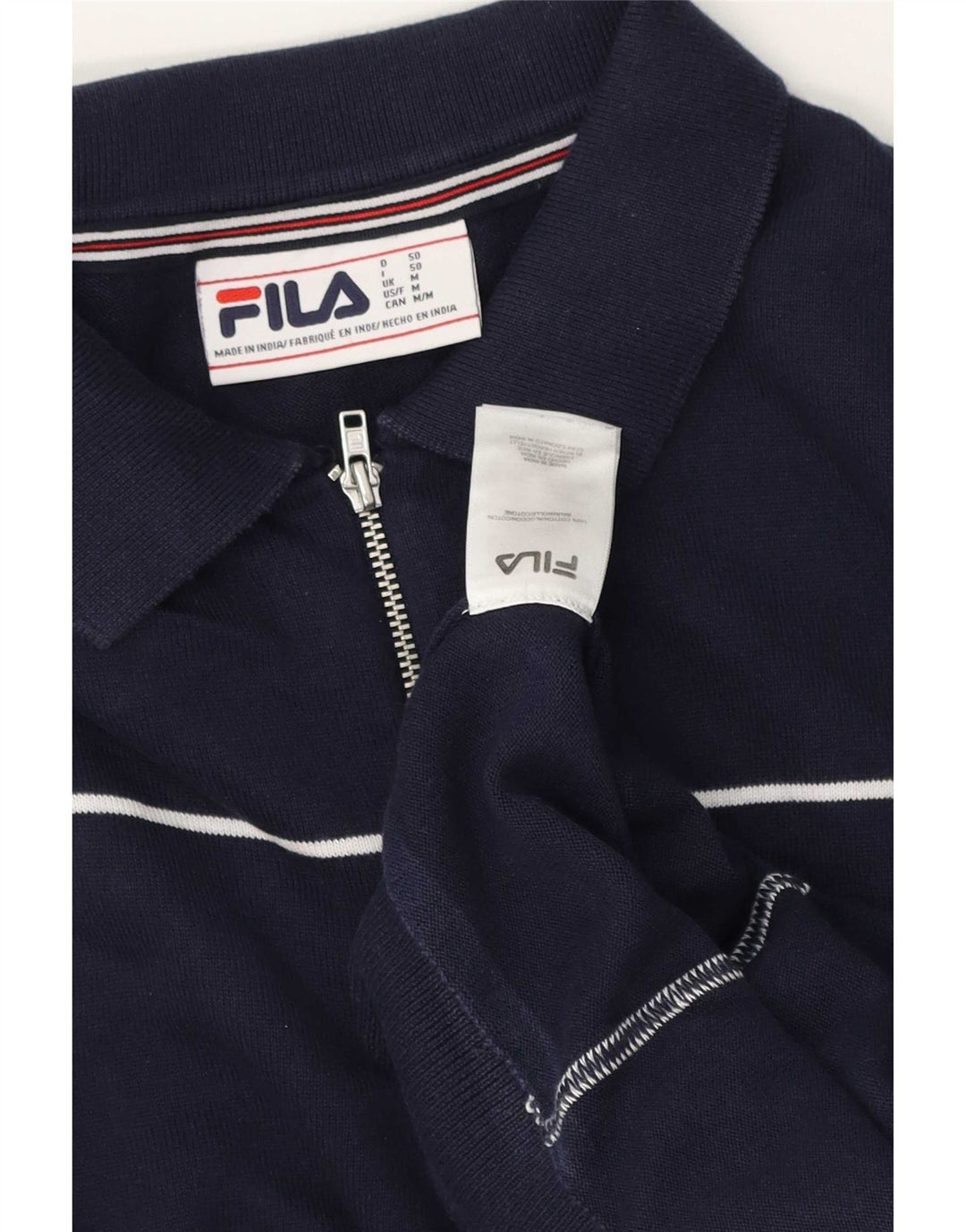 Fila Herre polo-hals sweater mellem marineblå stribet bomuld