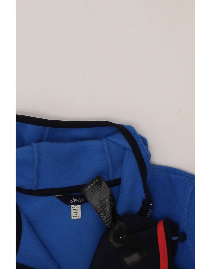 JOULES Boys Hooded Fleece Jacket 5-6 Years Blue Colourblock Polyester