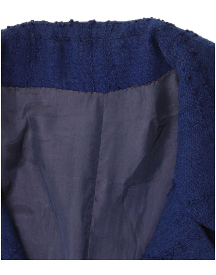 Vintage overfrakke til kvinder UK 10 Small Navy Blue Check