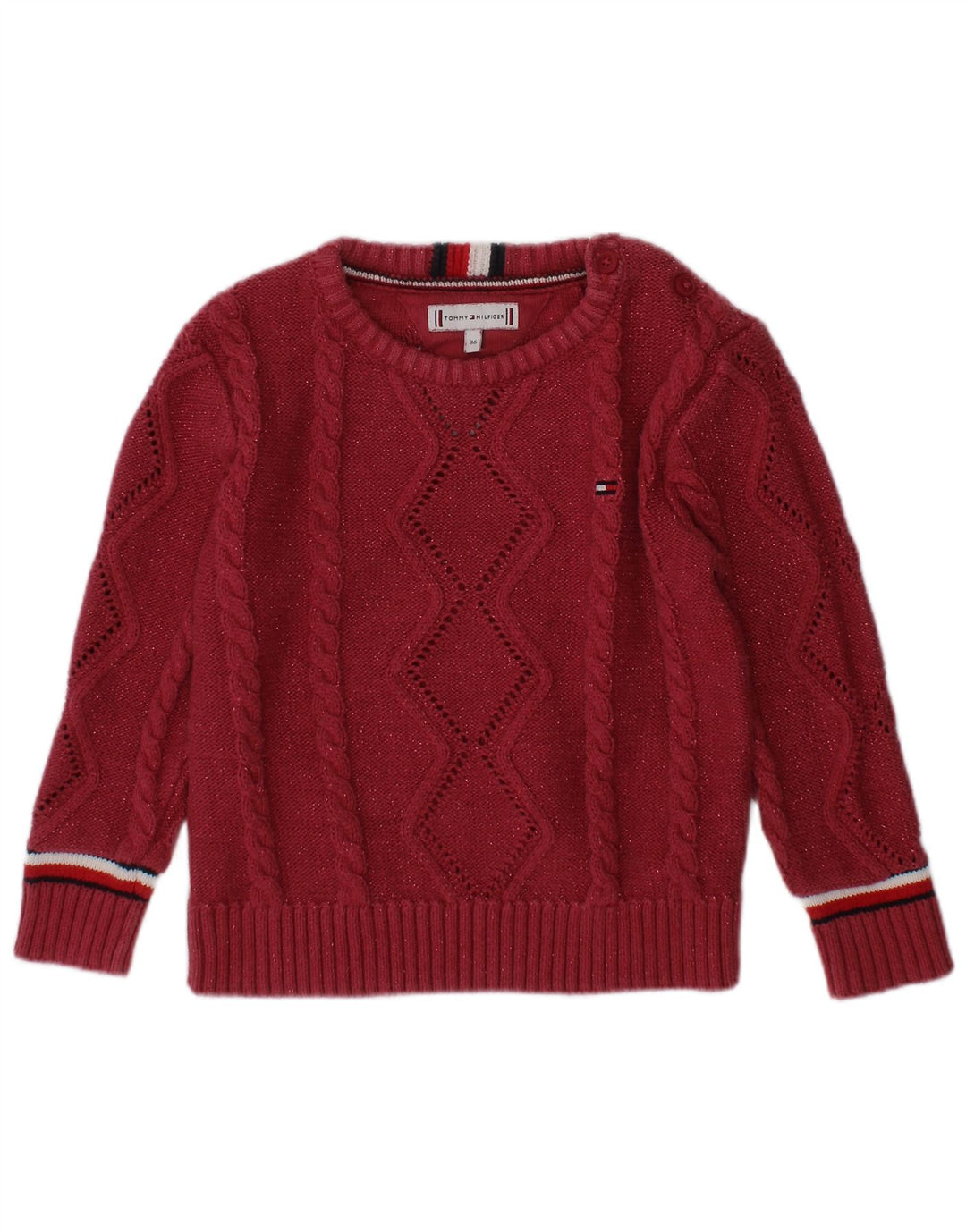 TOMMY HILFIGER Babypiger Boat Neck sweater 12-18 måneder Burgundy