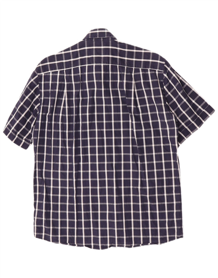 Roccobarocco Kortærmet Herreskjorte Størrelse 39 15 1/2 Medium Marineblå Ternet