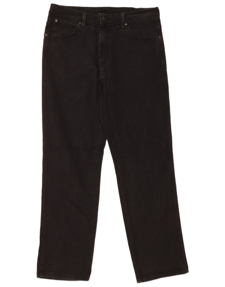 Wrangler Herre Regular Fit Straight Jeans W38 L34 Sort Bomuld