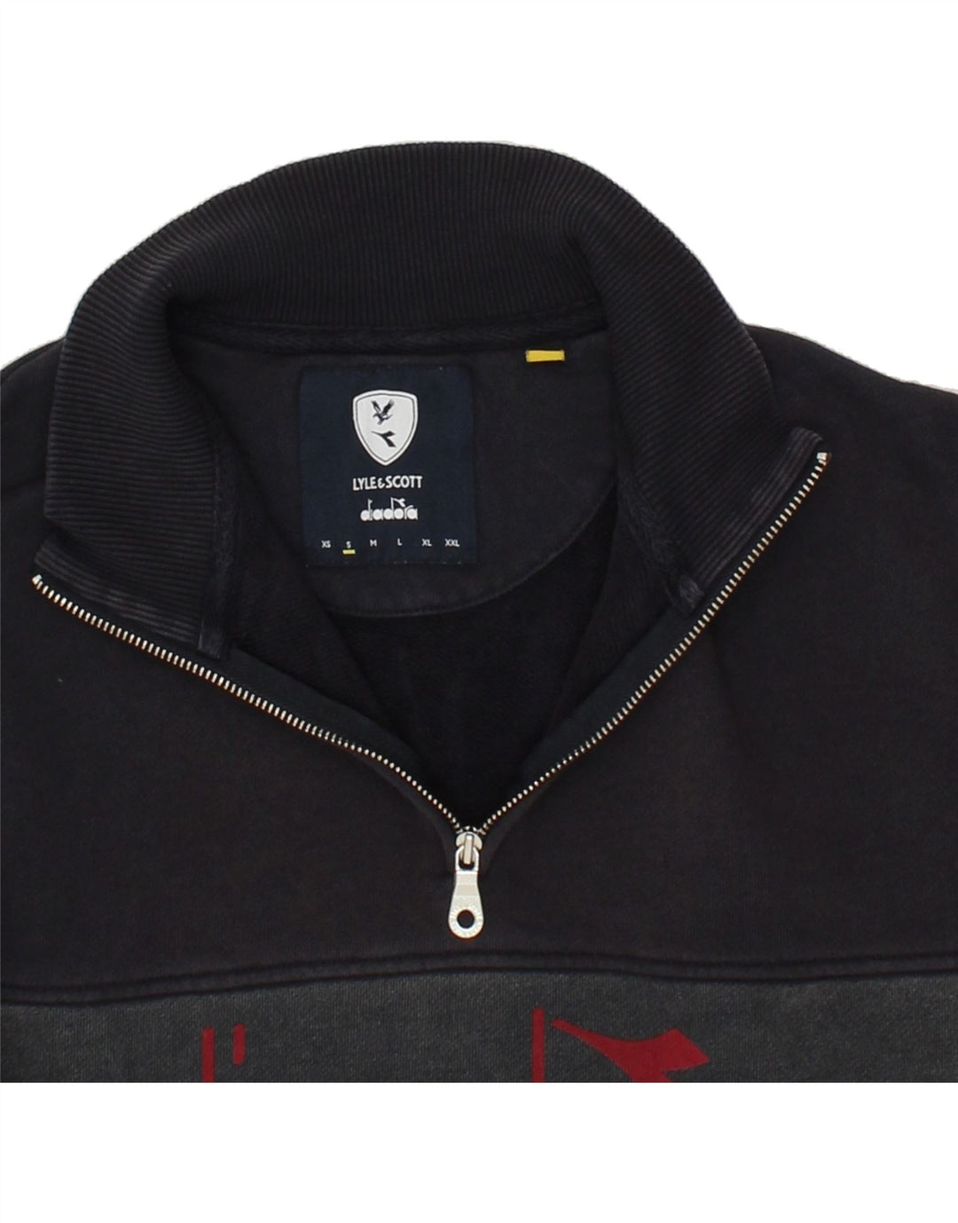 DIADORA grafisk sweatshirt med lynlås til mænd, lille rød farveblok