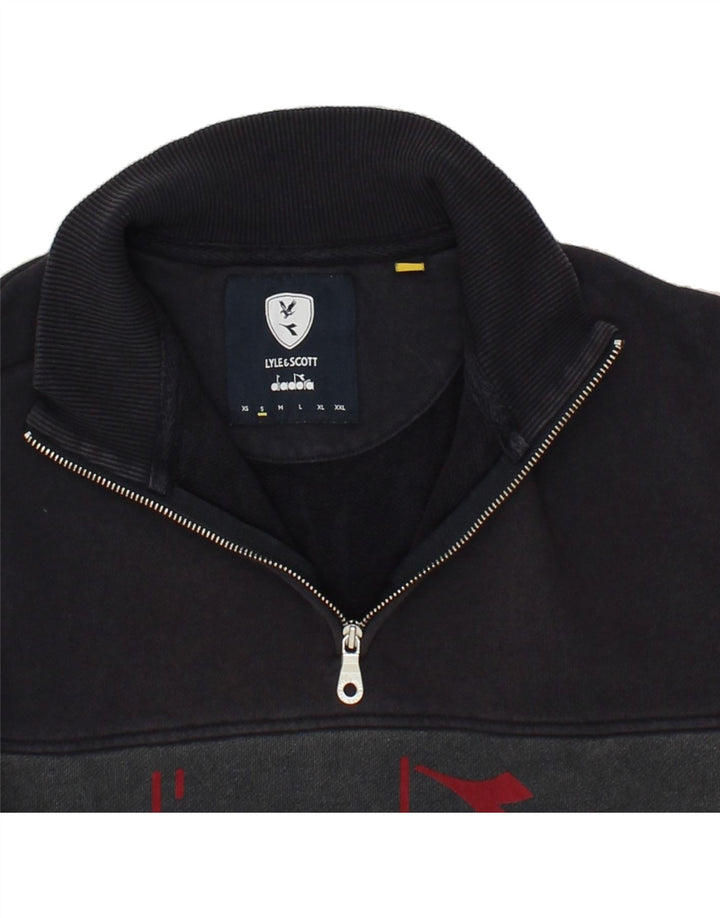 DIADORA grafisk sweatshirt med lynlås til mænd, lille rød farveblok