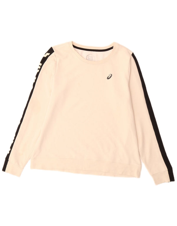 Asics Graphic Sweatshirt Jumper UK 14 Medium Beige Colourblock