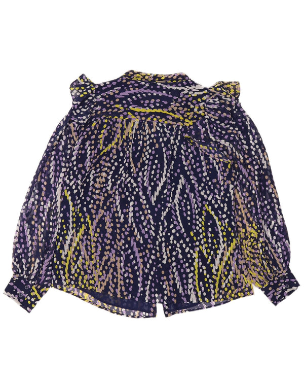 Dkny Dame Flæse Front Skjorte Bluse UK 16 Large Navy Blue Spotted