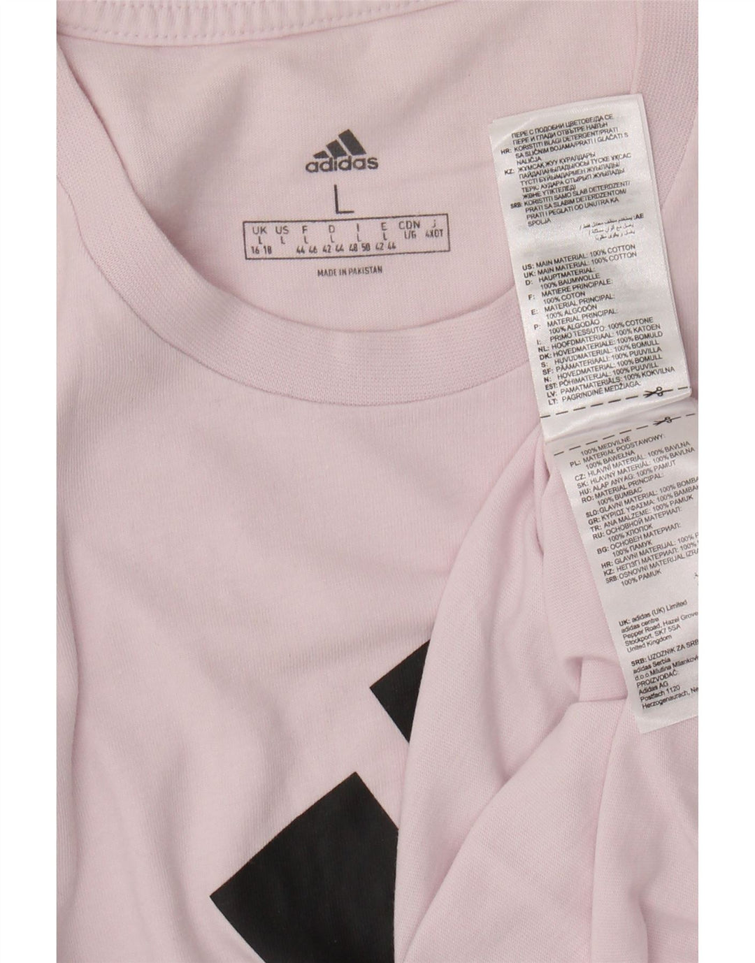 ADIDAS grafisk T-shirt top til kvinder DK 16/18, stor pink bomuld
