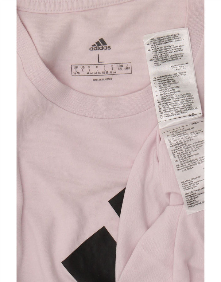ADIDAS grafisk T-shirt top til kvinder DK 16/18, stor pink bomuld