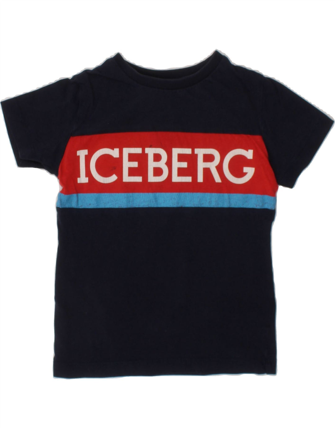 ICEBERG Boys Graphic T-Shirt Top 3-4 Years Navy Blue Cotton Vintage Iceberg and Second-Hand Iceberg from Messina Hembry 