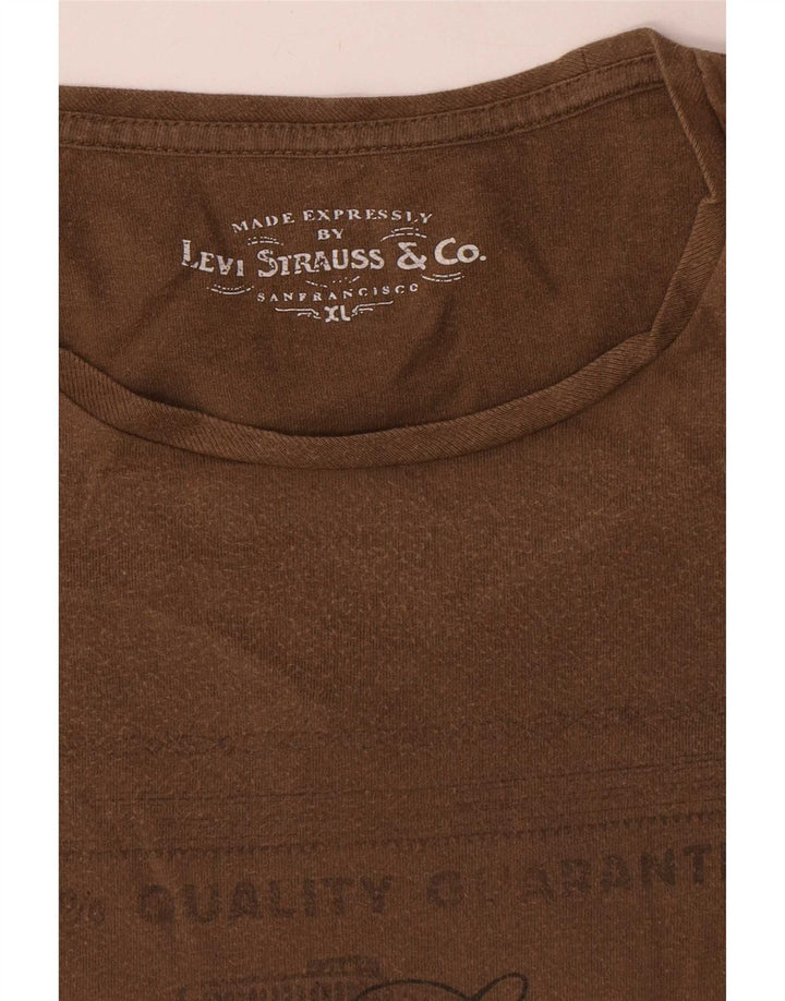 Levi's Herre grafisk T-shirt top XL brun bomuld