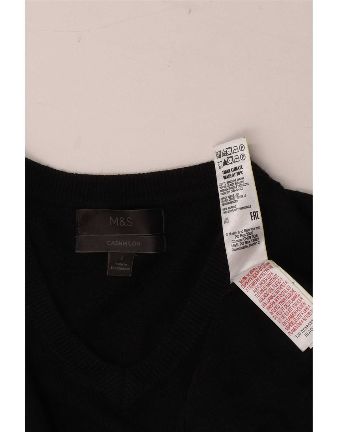 Marks & Spencer Herre V-hals sweater lille sort akryl