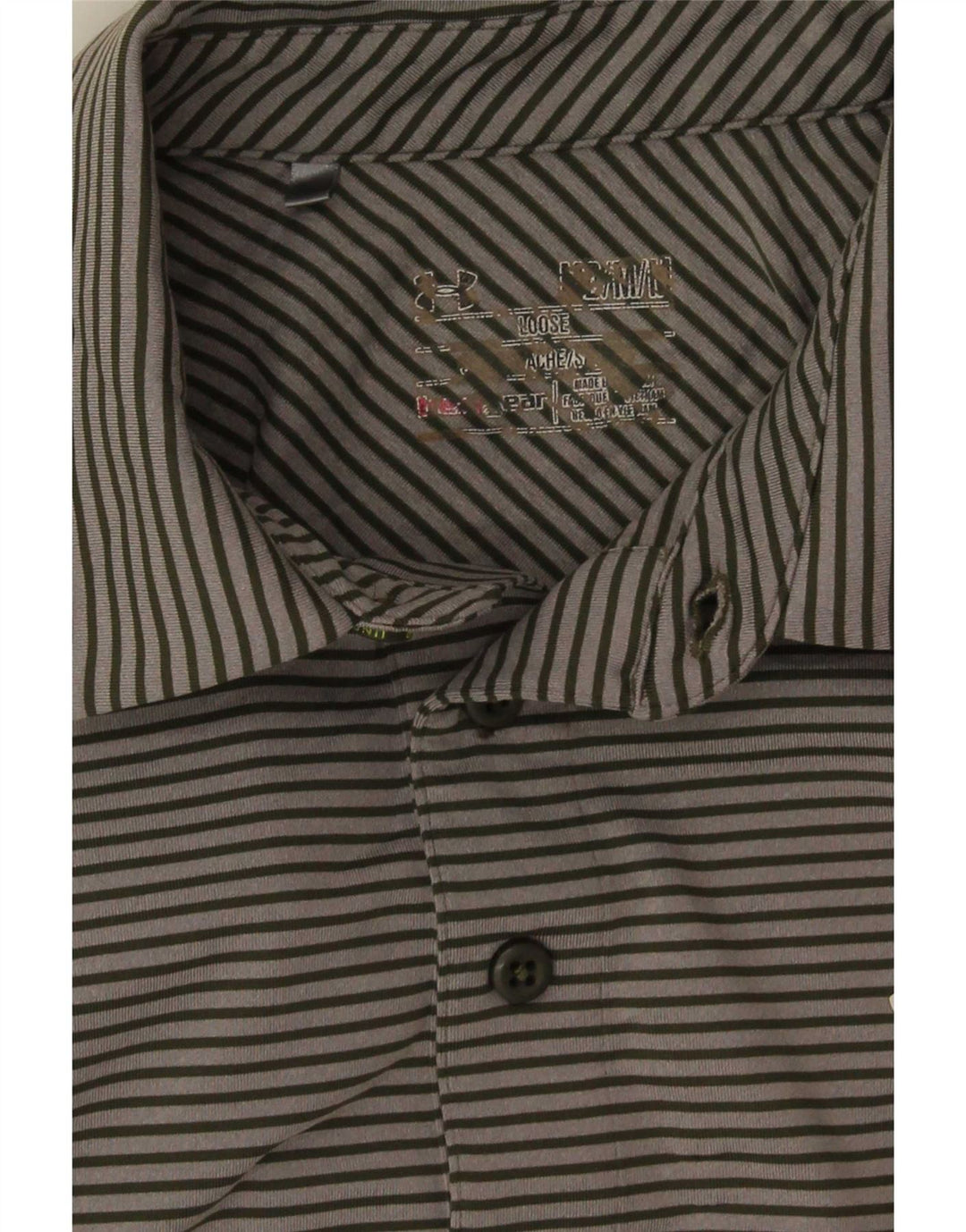 Under Armour Herre Heat Gear Polo Shirt Medium Grey Pinstripe