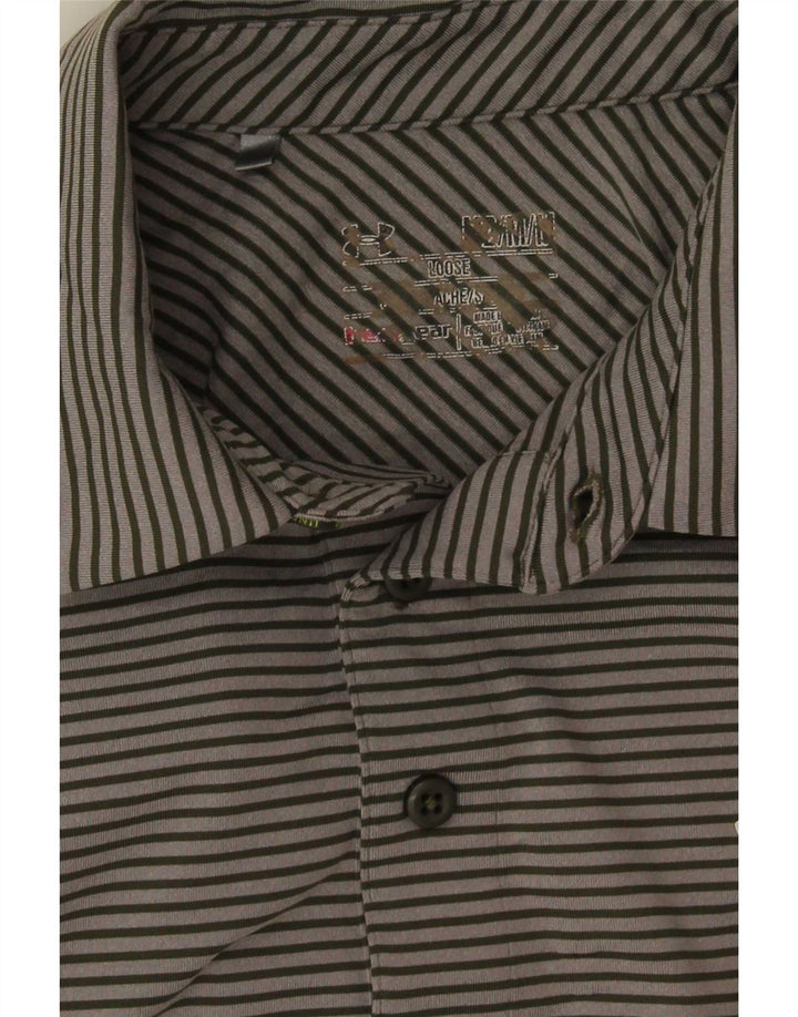 Under Armour Herre Heat Gear Polo Shirt Medium Grey Pinstripe