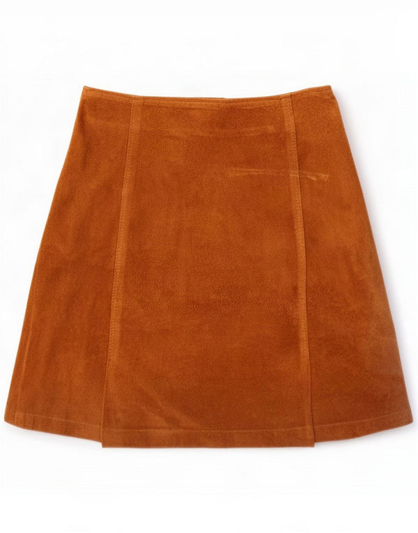 Vintage Womens Suede Mini Skirt Small W26 Beige