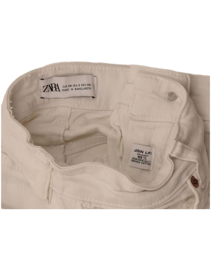 Zara Dame Bootcut Jeans EU 34 2XS W24 L26 Hvid Bomuld