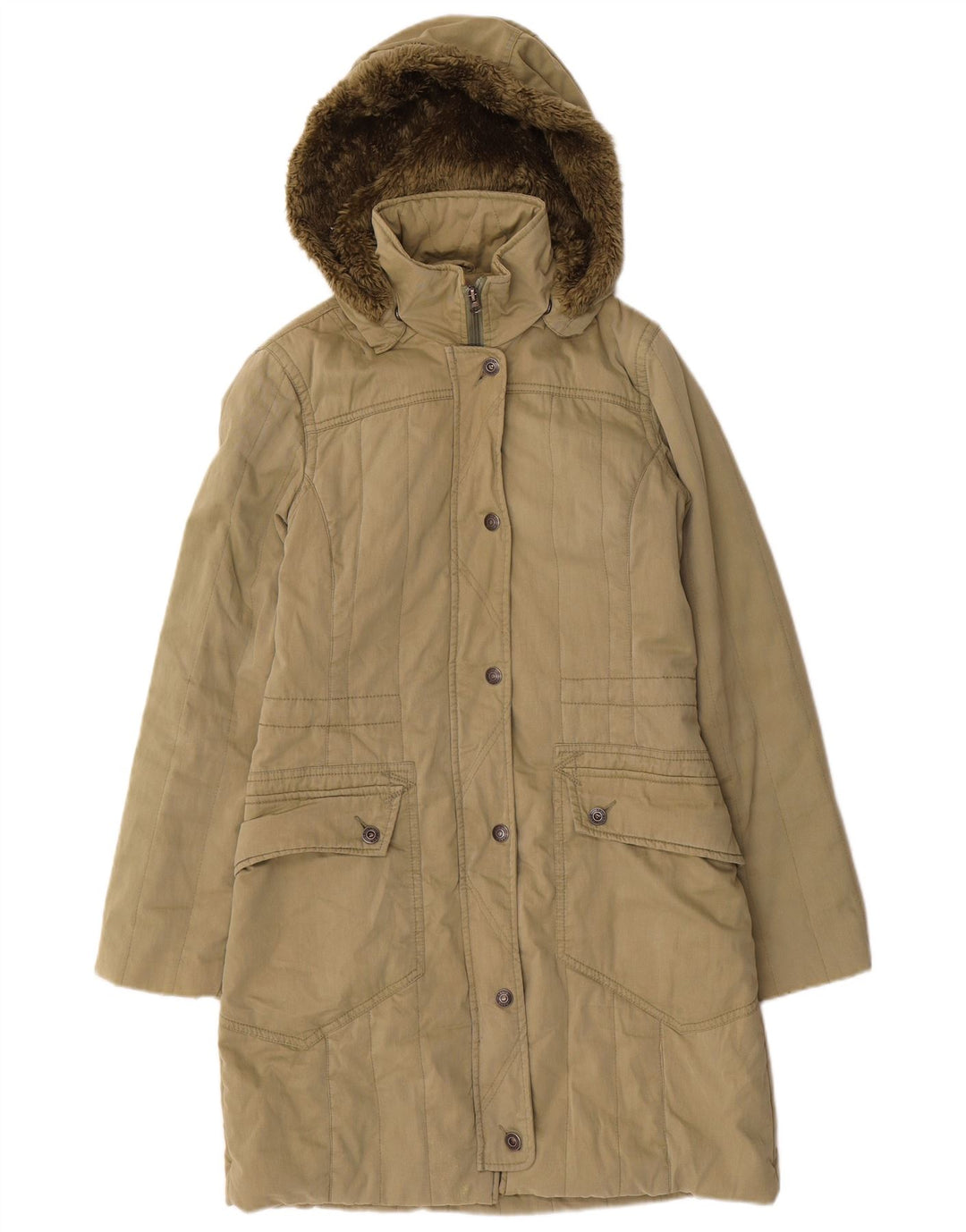 Levi's Dame Hooded Windbreaker Coat UK 10 Small Khaki Cotton