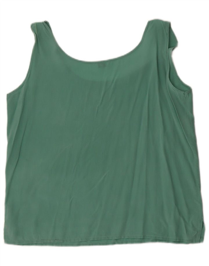 Vintage ærmeløs bluse til kvinder IT 44 Medium Green Silk