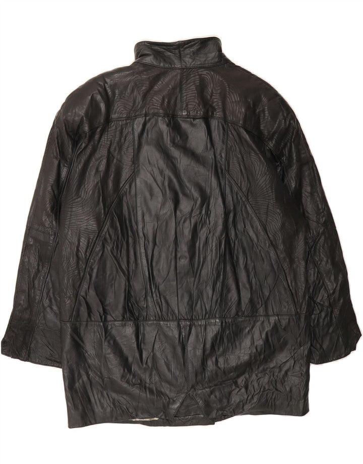 NORMA Womens Double Breasted Coat UK 16 Large Black Patchwork Leather Vintage Norma and Second-Hand Norma from Messina Hembry 