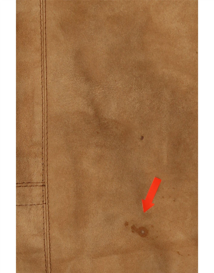 VINTAGE Shearling Overfrakke til mænd UK 38 medium brunt læder