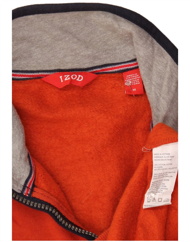 IZOD Sweatshirt med lynlås til mænd Medium Orange Colourblock Bomuld