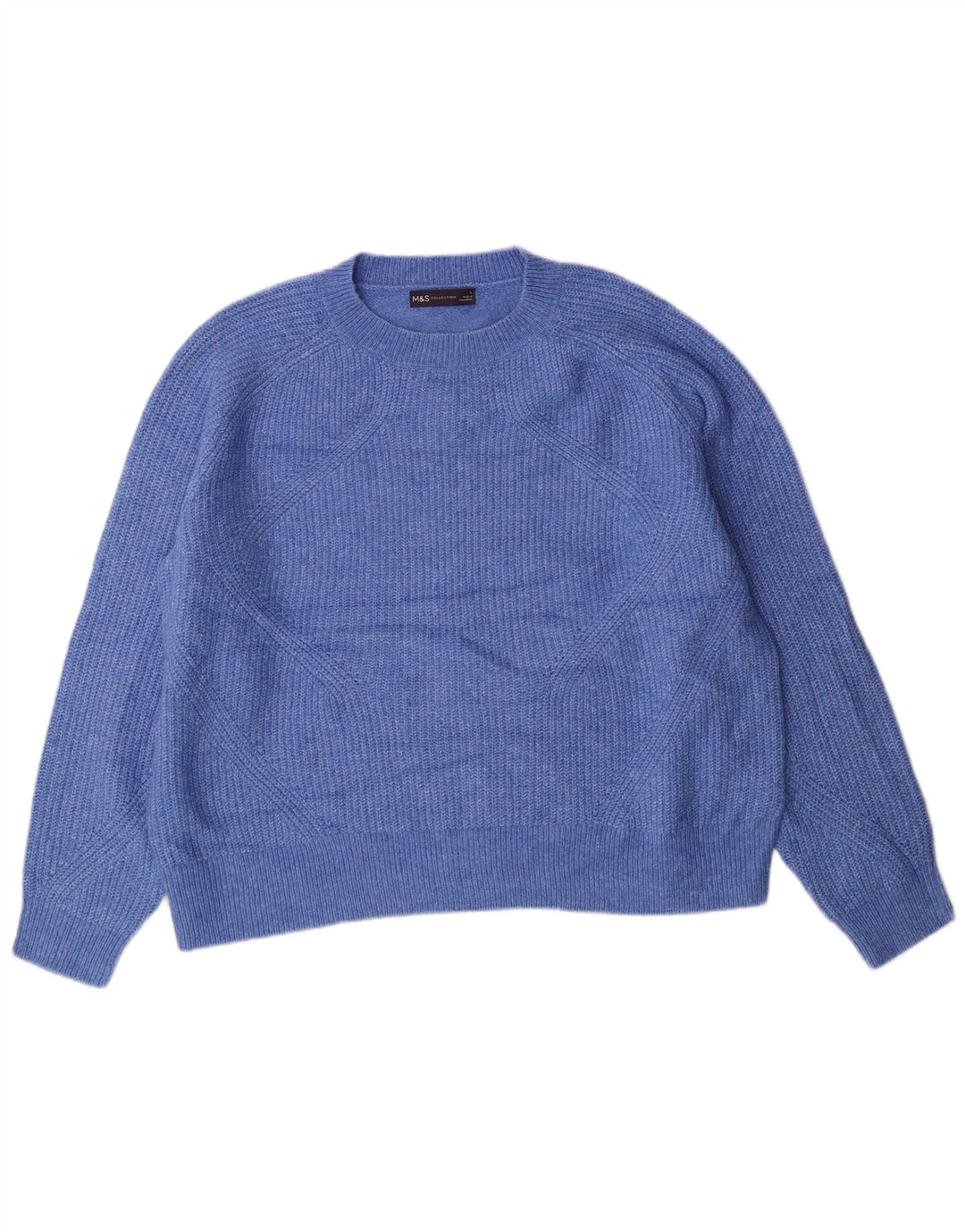 MARKS & SPENCER Dame sweater med rund hals DK 16 Stor blå akryl
