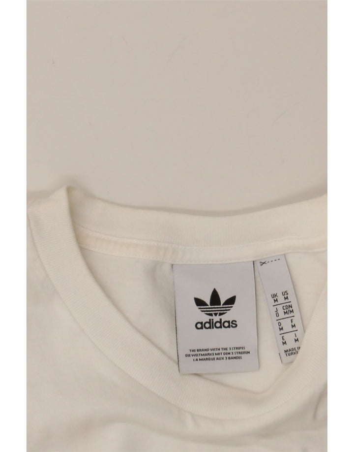 ADIDAS Mens Graphic T-Shirt Top Medium White Cotton Vintage Adidas and Second-Hand Adidas from Messina Hembry 