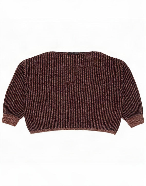 French Connection Dame Boat Neck Jumper Sweater UK 16 Large Black Striped