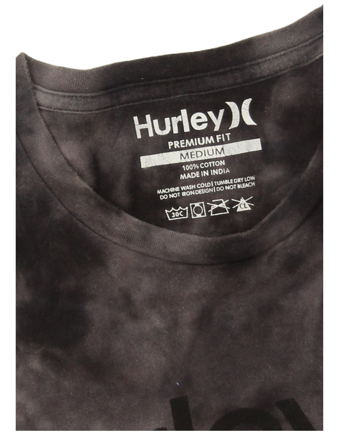 Hurley Herre grafisk T-shirt Top Medium Black Tie Dye Bomuld