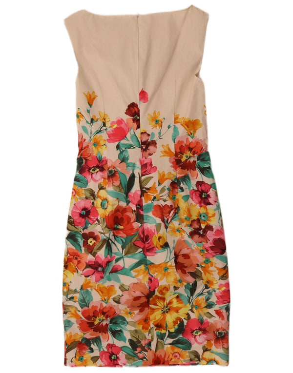 Max Mara Dame Sleeveless Sheath Dress UK 10 Small Off White Floral