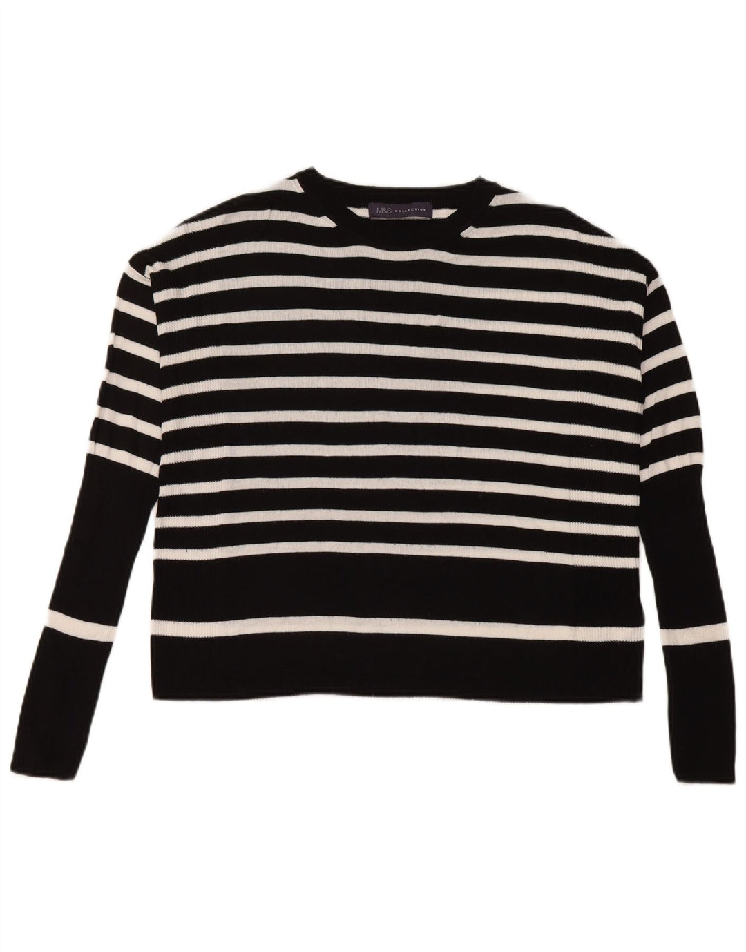 Marks & Spencer Dame sweater med rund hals DK 14 Mellem sort stribet