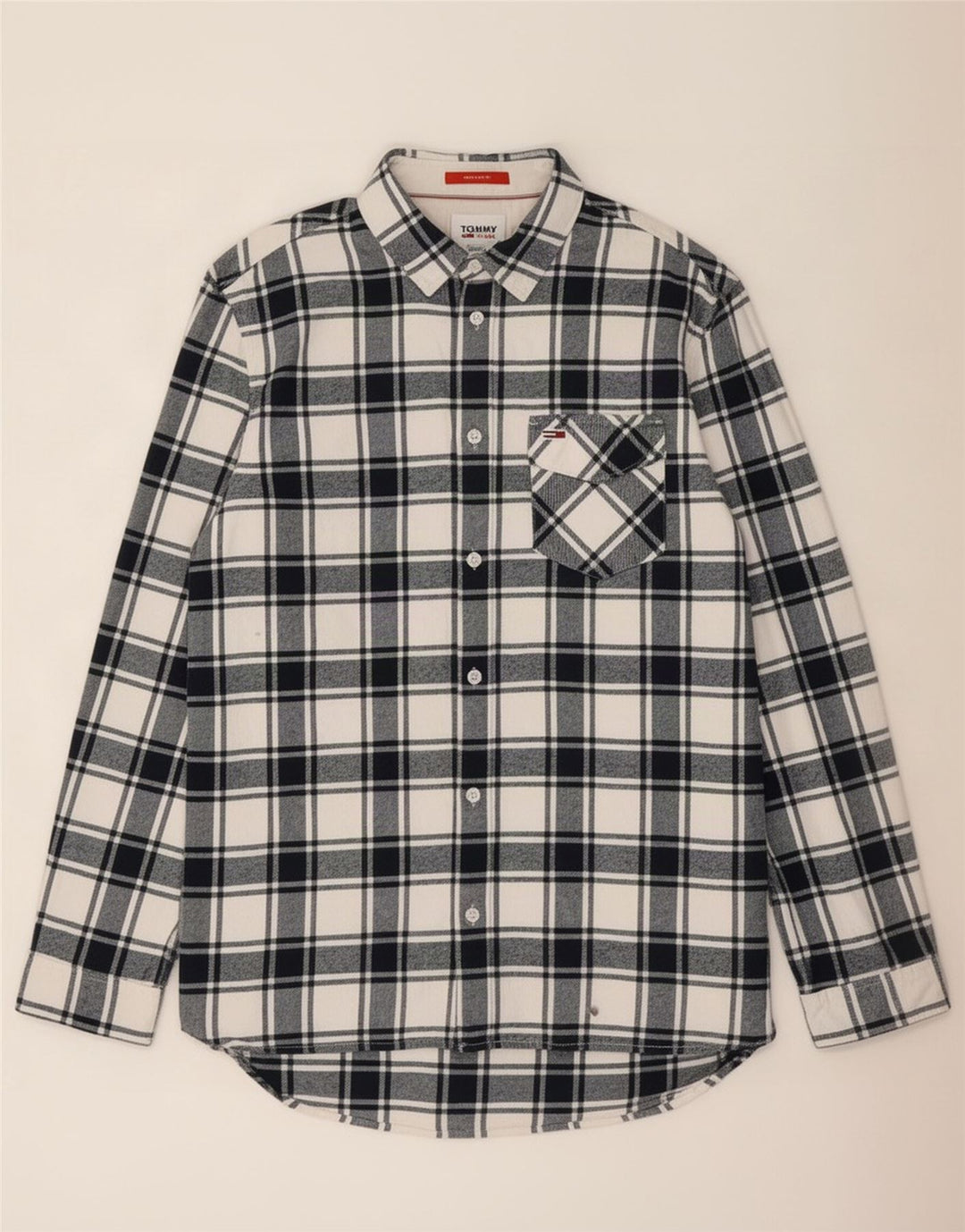 Tommy Hilfiger Herre Regular Fit Flanellskjorte Stor marineblå ternet bomuld