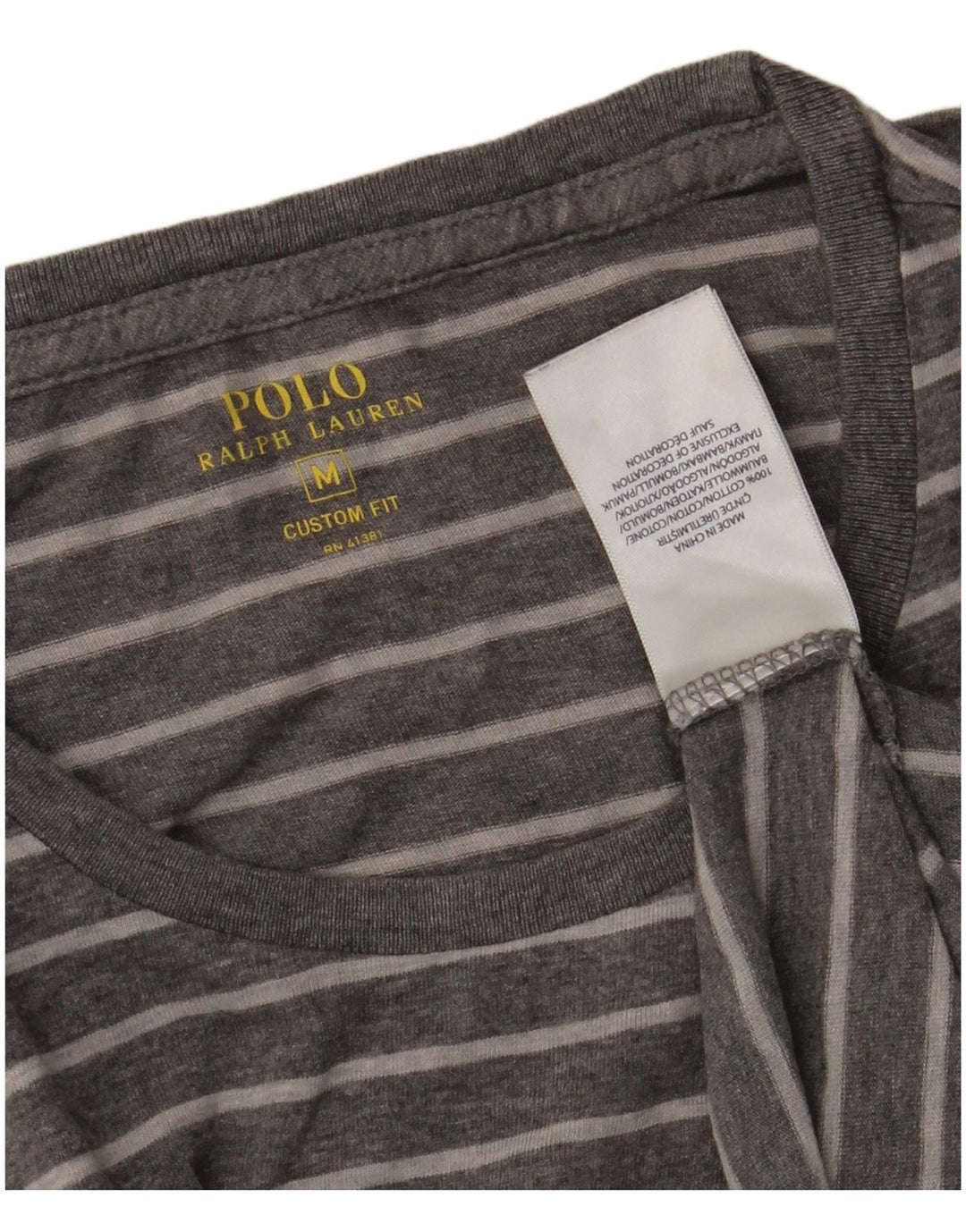 Polo Ralph Lauren Herre T-shirt Top mellemgrå stribet bomuld