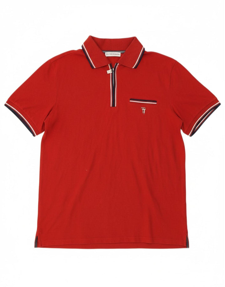 TRUSSARDI Mens Polo Shirt Large Red Cotton