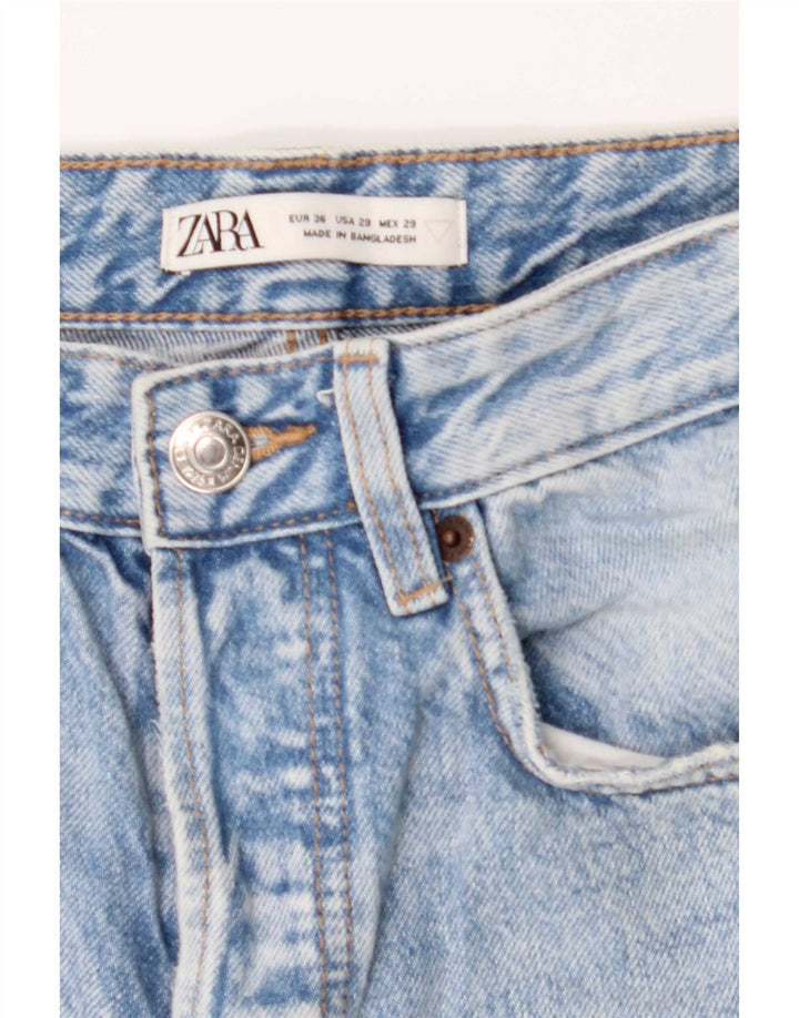Zara Dame Distressed Straight Jeans EU 36 XS W29 L26 Blå