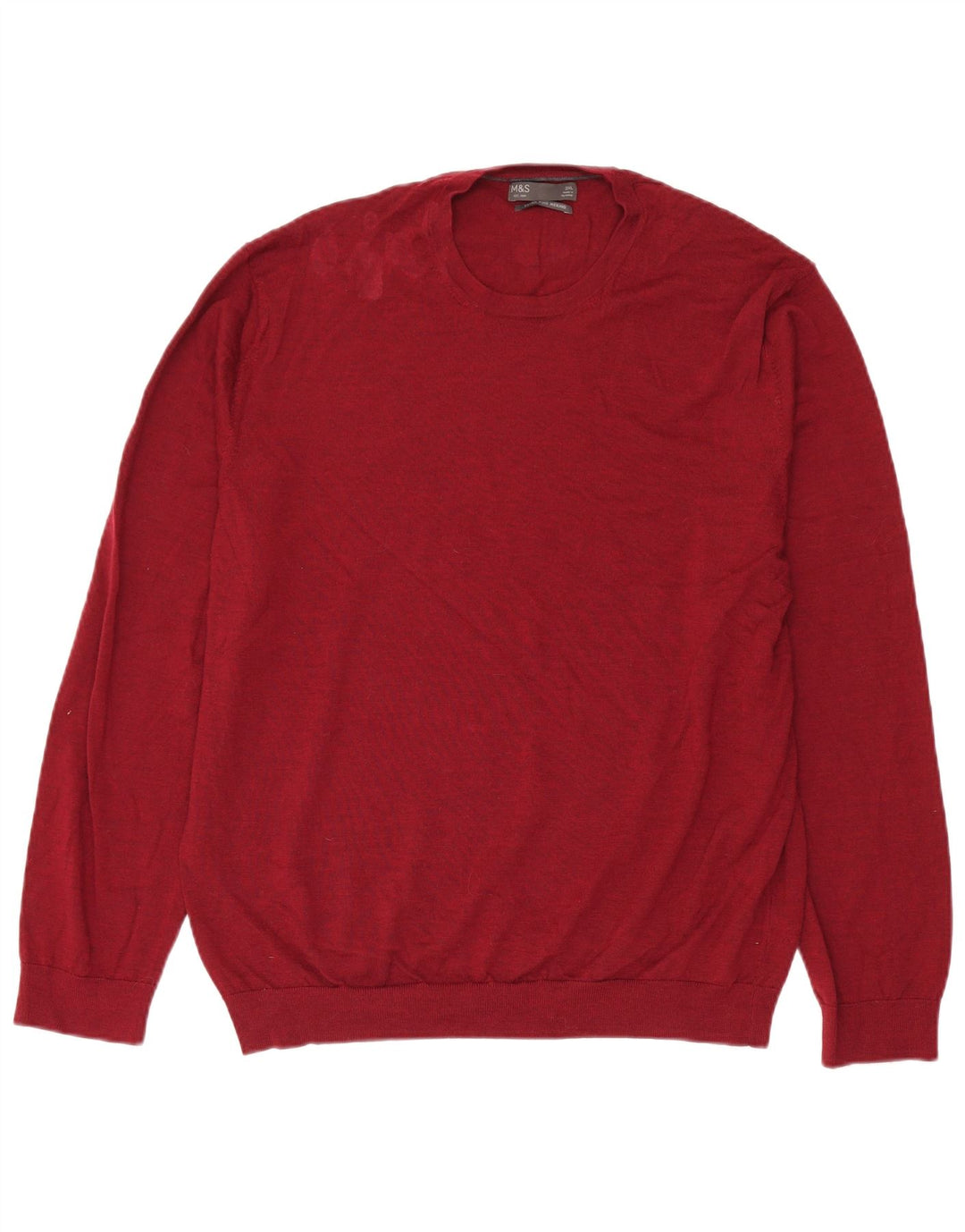 Marks & Spencer Herre sweater med rund hals XL Rød Merinould